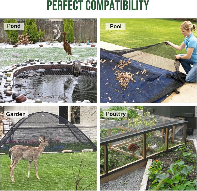 Alloxity Pond Netting Cover for Leaves, 15 x 20 Koi Pond Net Cover, Durable & Sturdy Pond Netting for Koi Ponds, Protect Koi Fish Against Herons, Raccoons, Cats & Predators, 14pcs Stakes Included - Image 5